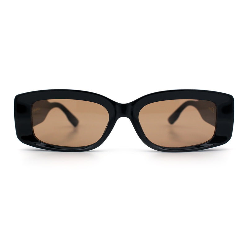 Womens Mod Rectangle Thick Beveled Plastic Minimal Fashion Sunglasses