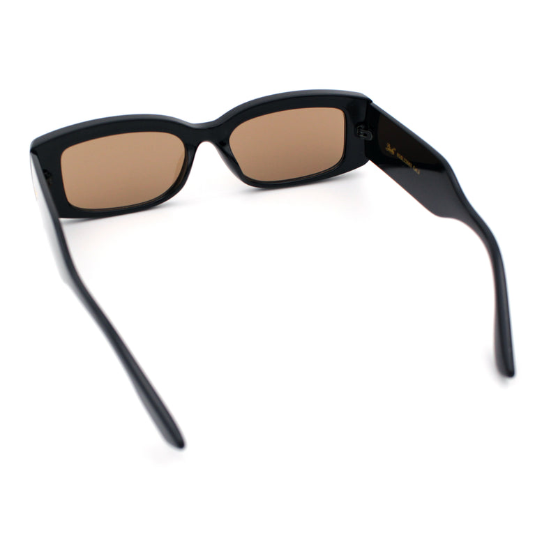 Womens Mod Rectangle Thick Beveled Plastic Minimal Fashion Sunglasses