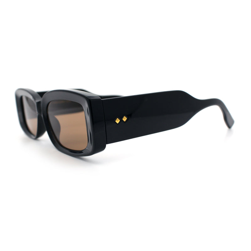 Womens Mod Rectangle Thick Beveled Plastic Minimal Fashion Sunglasses