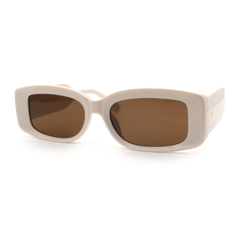 Womens Mod Rectangle Thick Beveled Plastic Minimal Fashion Sunglasses