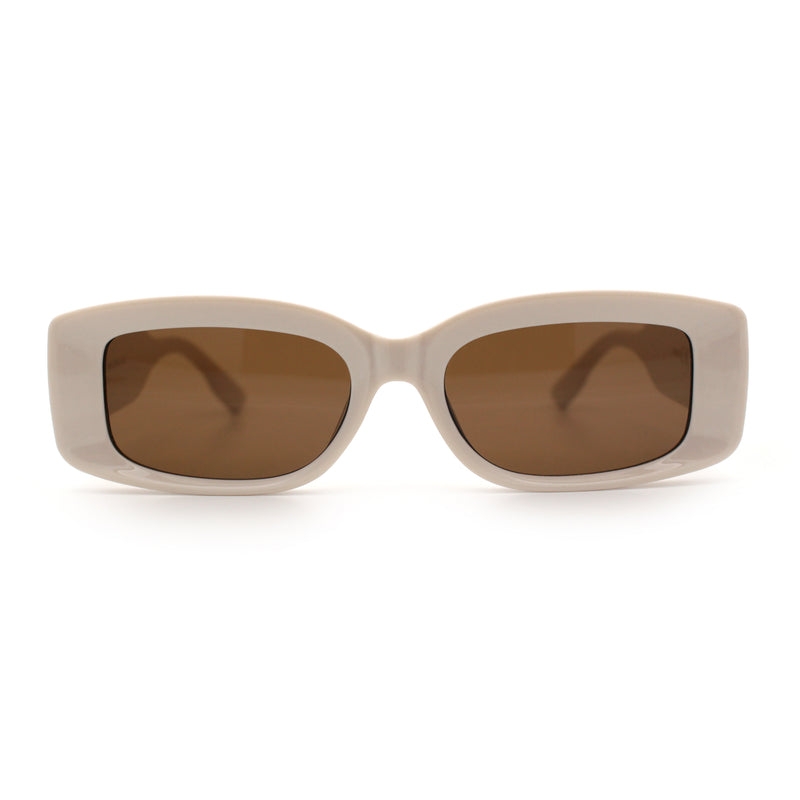 Womens Mod Rectangle Thick Beveled Plastic Minimal Fashion Sunglasses