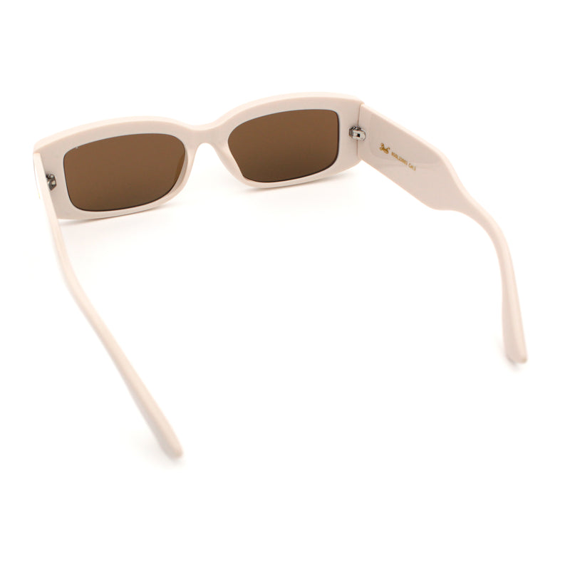 Womens Mod Rectangle Thick Beveled Plastic Minimal Fashion Sunglasses