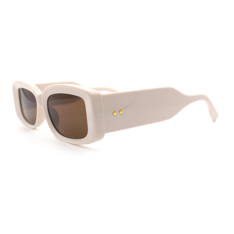Womens Mod Rectangle Thick Beveled Plastic Minimal Fashion Sunglasses
