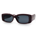 Womens Mod Rectangle Thick Beveled Plastic Minimal Fashion Sunglasses