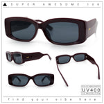Womens Mod Rectangle Thick Beveled Plastic Minimal Fashion Sunglasses