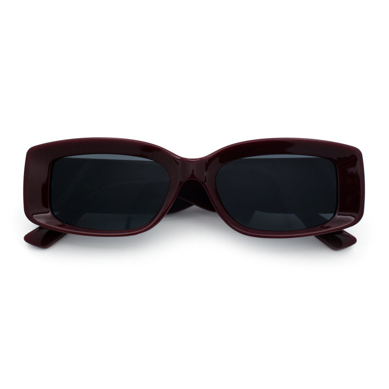Womens Mod Rectangle Thick Beveled Plastic Minimal Fashion Sunglasses