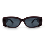 Womens Mod Rectangle Thick Beveled Plastic Minimal Fashion Sunglasses