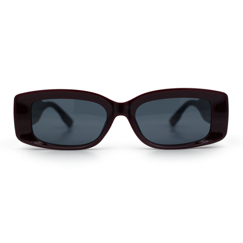 Womens Mod Rectangle Thick Beveled Plastic Minimal Fashion Sunglasses