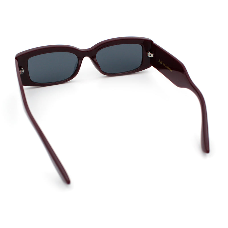Womens Mod Rectangle Thick Beveled Plastic Minimal Fashion Sunglasses