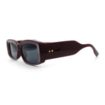Womens Mod Rectangle Thick Beveled Plastic Minimal Fashion Sunglasses