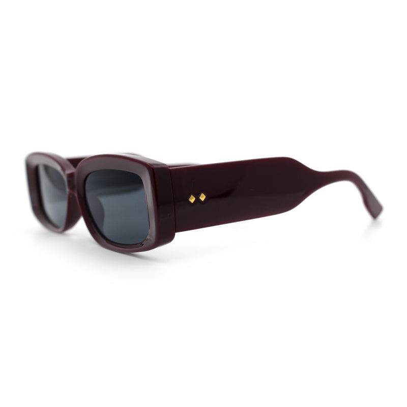 Womens Mod Rectangle Thick Beveled Plastic Minimal Fashion Sunglasses