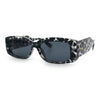 Womens Mod Rectangle Thick Beveled Plastic Minimal Fashion Sunglasses