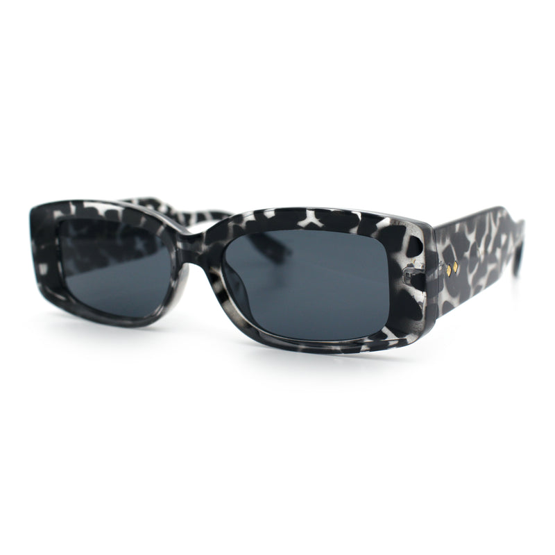 Womens Mod Rectangle Thick Beveled Plastic Minimal Fashion Sunglasses