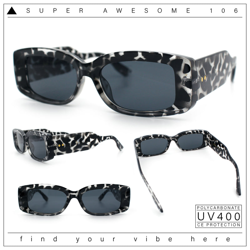 Womens Mod Rectangle Thick Beveled Plastic Minimal Fashion Sunglasses