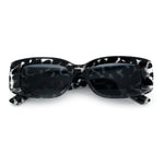 Womens Mod Rectangle Thick Beveled Plastic Minimal Fashion Sunglasses