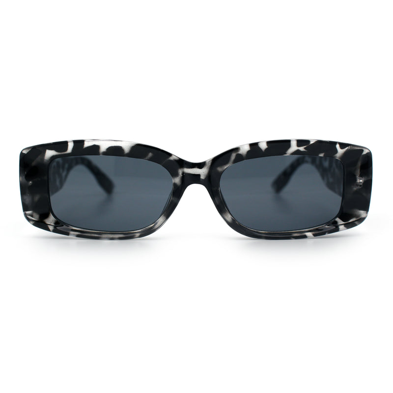 Womens Mod Rectangle Thick Beveled Plastic Minimal Fashion Sunglasses