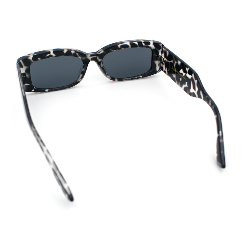 Womens Mod Rectangle Thick Beveled Plastic Minimal Fashion Sunglasses