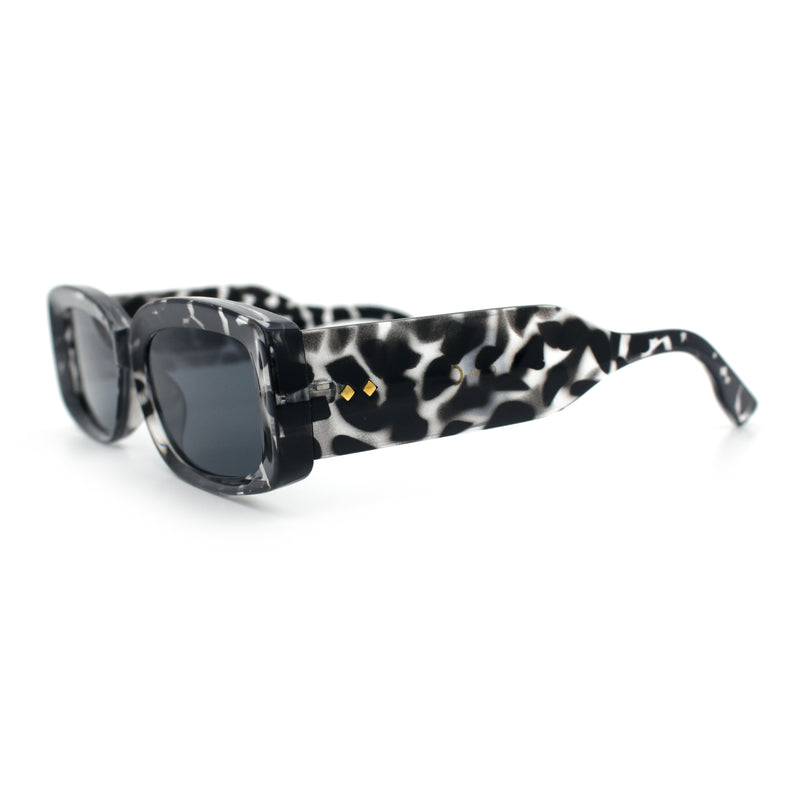 Womens Mod Rectangle Thick Beveled Plastic Minimal Fashion Sunglasses