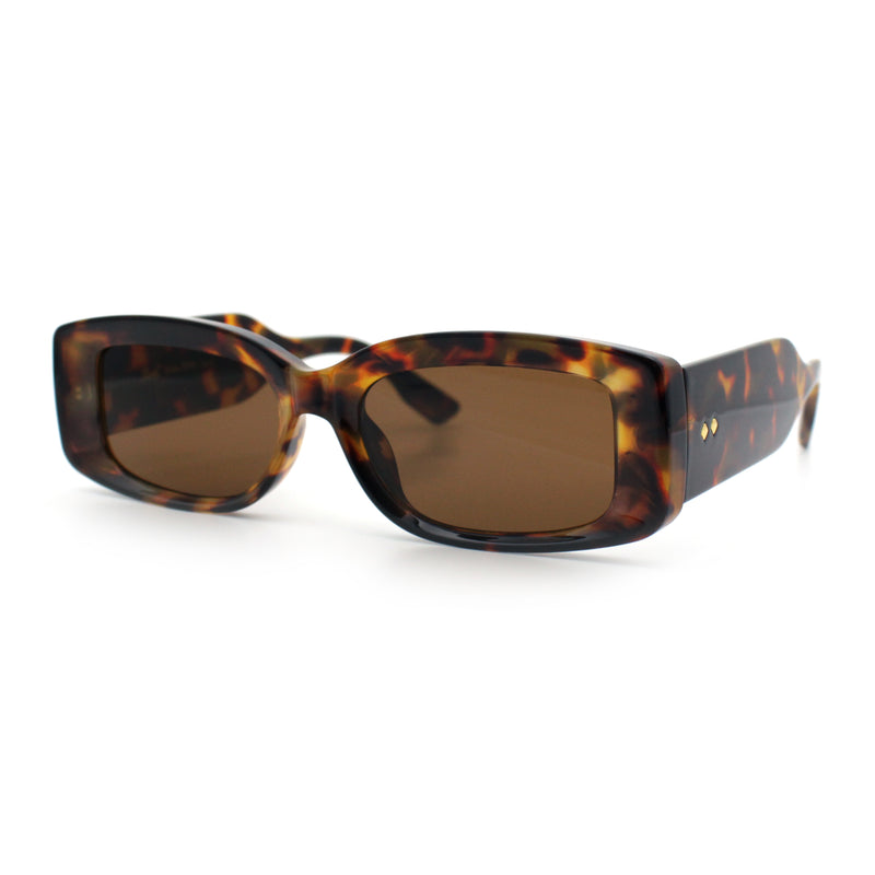 Womens Mod Rectangle Thick Beveled Plastic Minimal Fashion Sunglasses