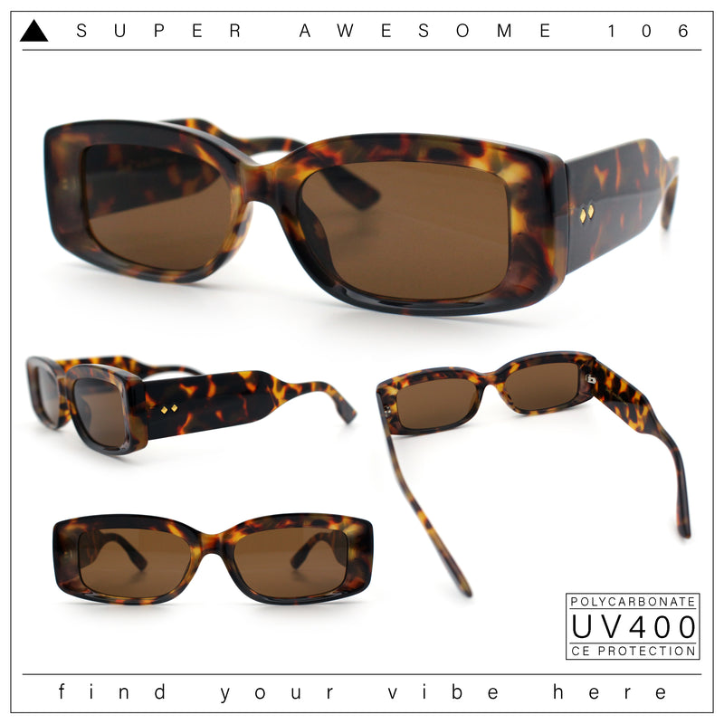 Womens Mod Rectangle Thick Beveled Plastic Minimal Fashion Sunglasses