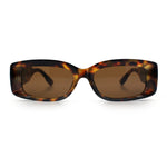 Womens Mod Rectangle Thick Beveled Plastic Minimal Fashion Sunglasses