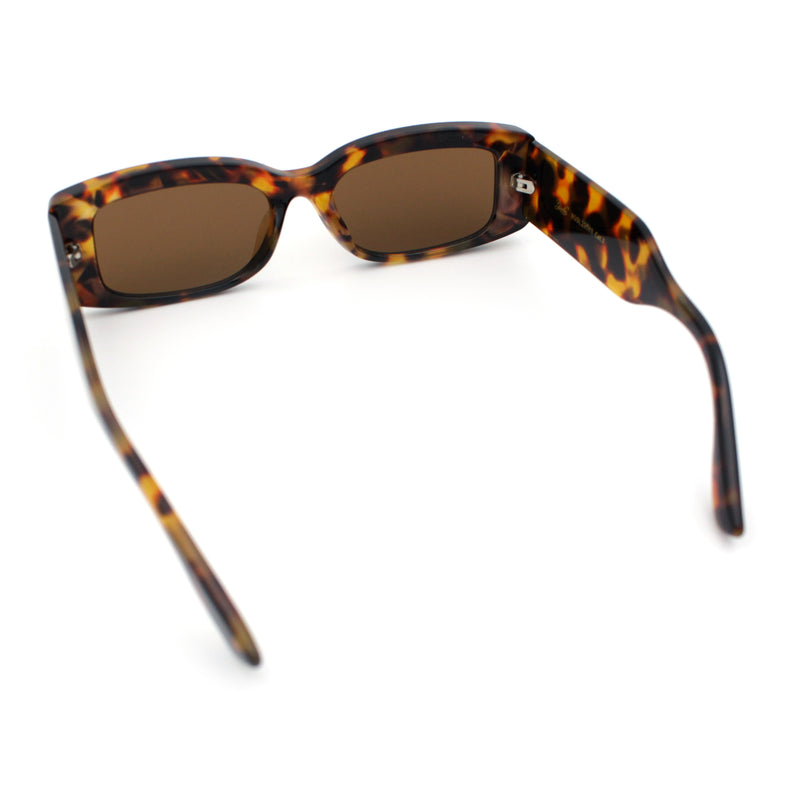Womens Mod Rectangle Thick Beveled Plastic Minimal Fashion Sunglasses
