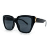Womens Metal Ribbon Trim Oversized Rectangle Designer Fashion Sunglasses