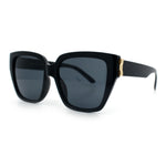 Womens Metal Ribbon Trim Oversized Rectangle Designer Fashion Sunglasses