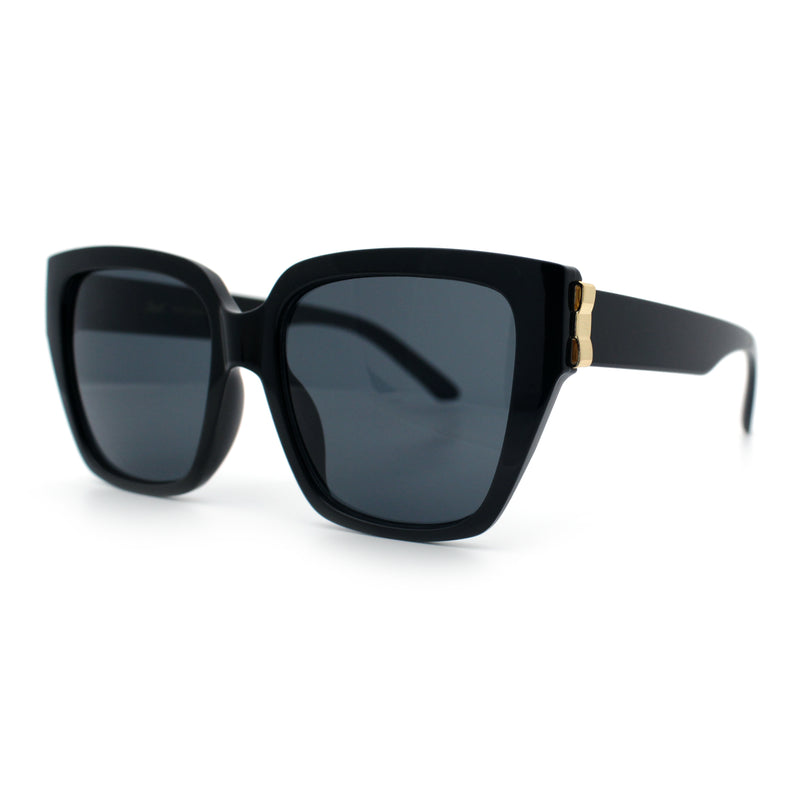 Womens Metal Ribbon Trim Oversized Rectangle Designer Fashion Sunglasses