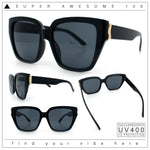 Womens Metal Ribbon Trim Oversized Rectangle Designer Fashion Sunglasses