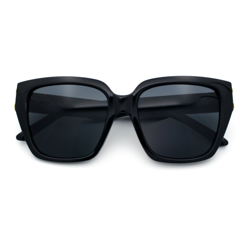Womens Metal Ribbon Trim Oversized Rectangle Designer Fashion Sunglasses