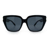 Womens Metal Ribbon Trim Oversized Rectangle Designer Fashion Sunglasses