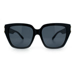 Womens Metal Ribbon Trim Oversized Rectangle Designer Fashion Sunglasses