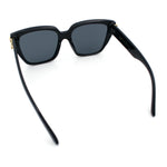 Womens Metal Ribbon Trim Oversized Rectangle Designer Fashion Sunglasses