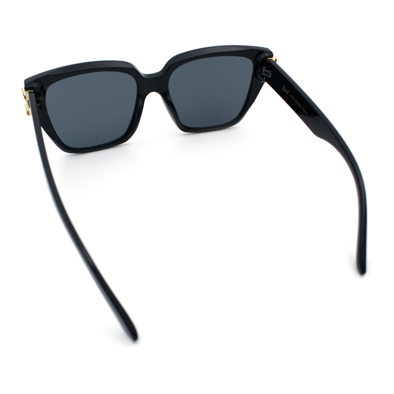 Womens Metal Ribbon Trim Oversized Rectangle Designer Fashion Sunglasses