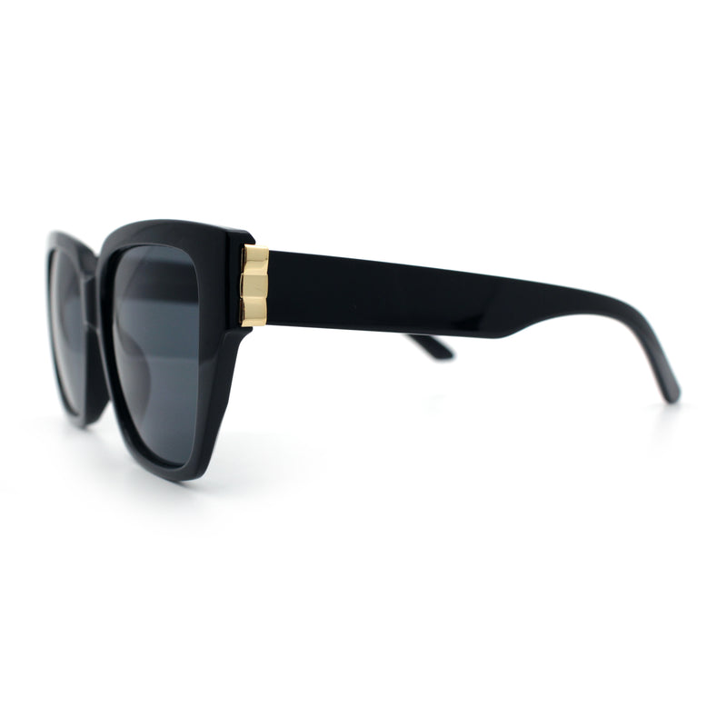 Womens Metal Ribbon Trim Oversized Rectangle Designer Fashion Sunglasses