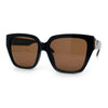 Womens Metal Ribbon Trim Oversized Rectangle Designer Fashion Sunglasses