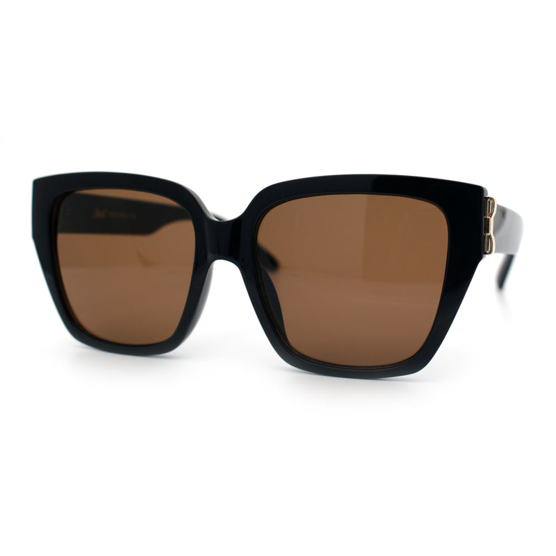 Womens Metal Ribbon Trim Oversized Rectangle Designer Fashion Sunglasses