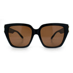 Womens Metal Ribbon Trim Oversized Rectangle Designer Fashion Sunglasses