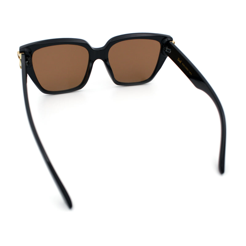 Womens Metal Ribbon Trim Oversized Rectangle Designer Fashion Sunglasses