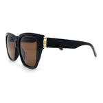 Womens Metal Ribbon Trim Oversized Rectangle Designer Fashion Sunglasses