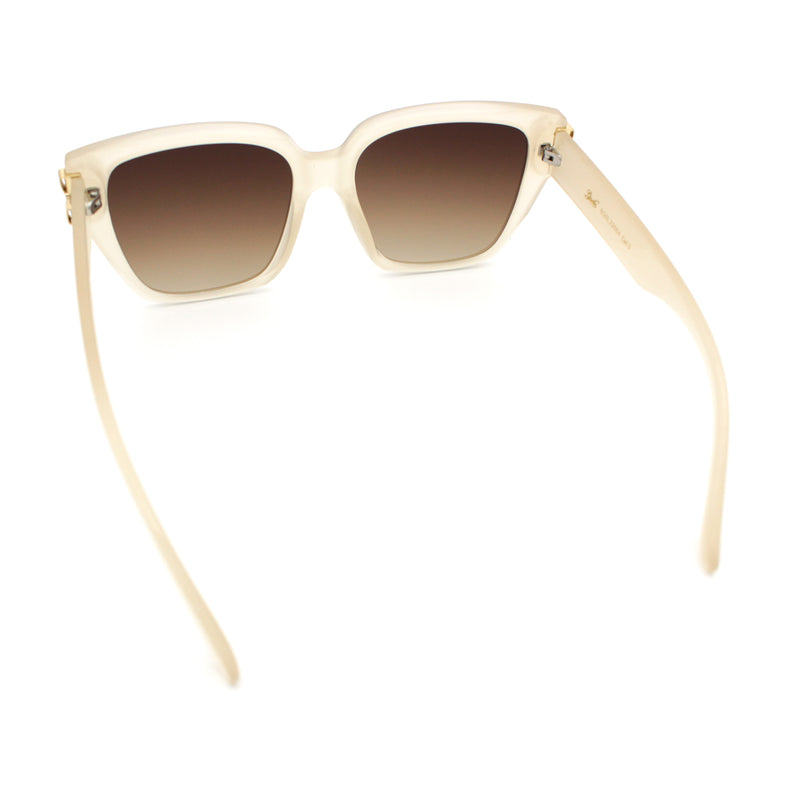 Womens Metal Ribbon Trim Oversized Rectangle Designer Fashion Sunglasses