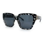 Womens Metal Ribbon Trim Oversized Rectangle Designer Fashion Sunglasses