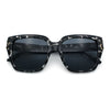 Womens Metal Ribbon Trim Oversized Rectangle Designer Fashion Sunglasses