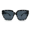 Womens Metal Ribbon Trim Oversized Rectangle Designer Fashion Sunglasses