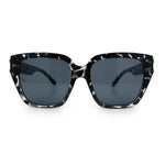 Womens Metal Ribbon Trim Oversized Rectangle Designer Fashion Sunglasses