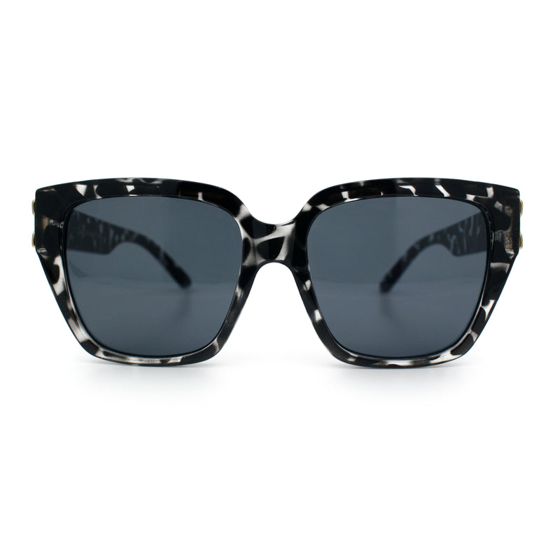 Womens Metal Ribbon Trim Oversized Rectangle Designer Fashion Sunglasses