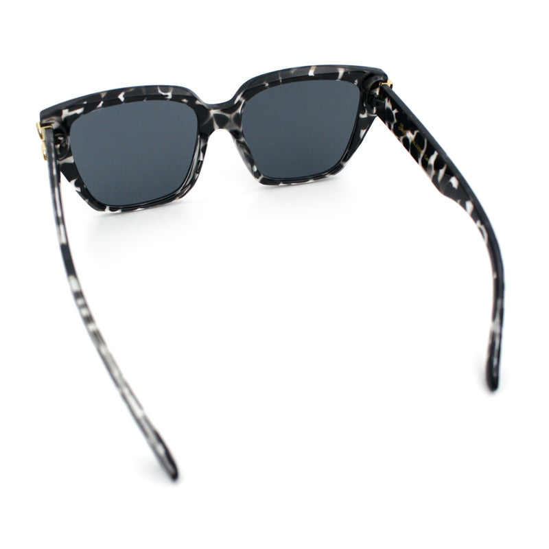 Womens Metal Ribbon Trim Oversized Rectangle Designer Fashion Sunglasses