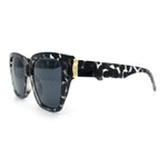 Womens Metal Ribbon Trim Oversized Rectangle Designer Fashion Sunglasses