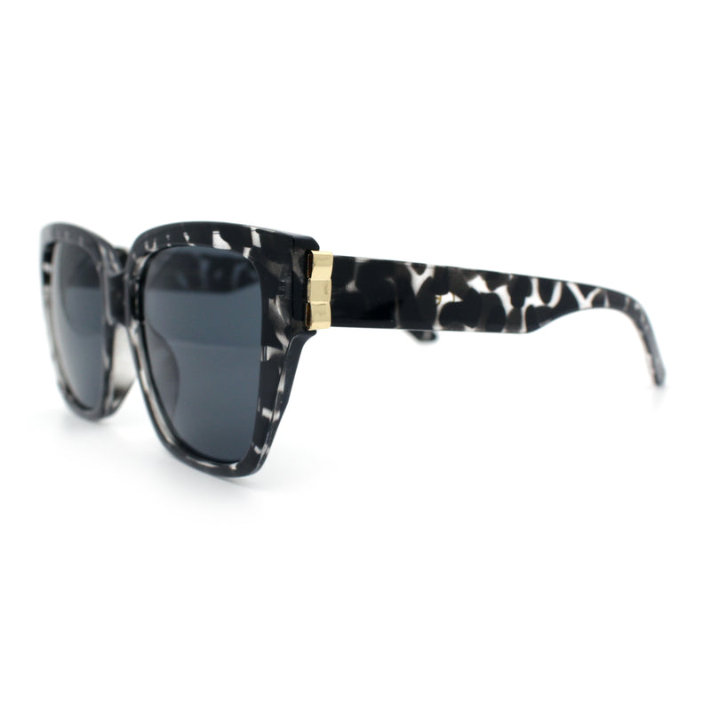 Womens Metal Ribbon Trim Oversized Rectangle Designer Fashion Sunglasses